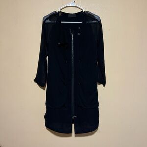 Derek Lam women’s Black Mesh Long Sleeve Mini Dress size S/US 4 gothic holiday